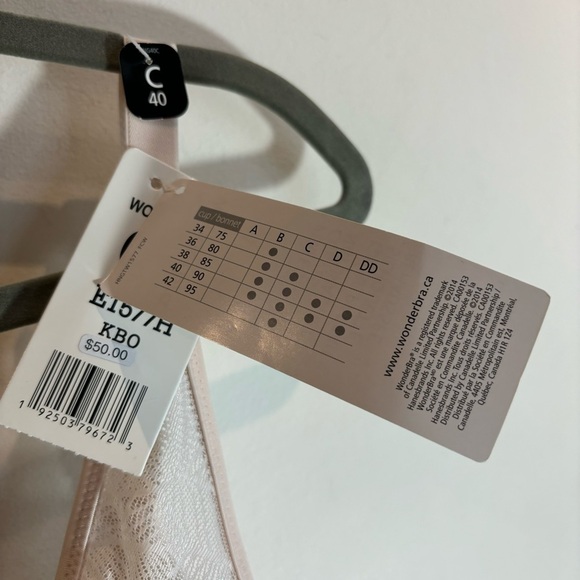 WONDERBRA Sz 40C Bra Perfect Curve Natural Lift Underwire Padded Lace NEW - Picture 6 of 10